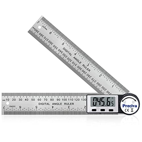 Preciva Transportador de Ángulos Digital, Medidor de Ángulos de 400mm con Gran Pantalla LCD, 360° Ángulos, Acero Inoxidable para Carpintería, Herramientas y Bricolaje