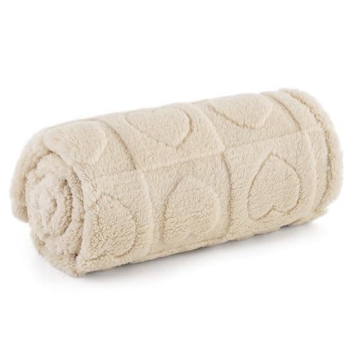 Bedsure Manta Perro, Manta Sofá para Perro Grande, Manta Suave para Gatos, Pequeños Antipelos Mascotas Cama (60x80cm, Crema)