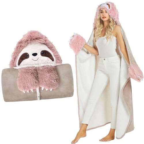 MSISILY Manta perezosa con mangas y capucha, regalo perezoso para mujeres, manta personalizada de franela portátil manta mullida