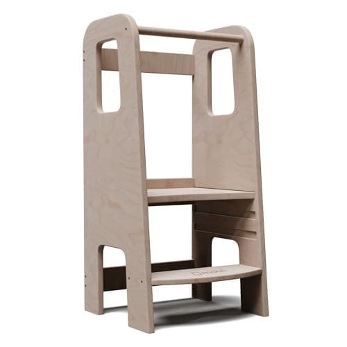 Mobli Ully Montessori Torre de Aprendizaje, Taburete Educativo para Niños Pequeños Independientes, Fácil de Mover, Peldaños Ajustables para Niños Pequeños para Cocina, Baño y Habitacion