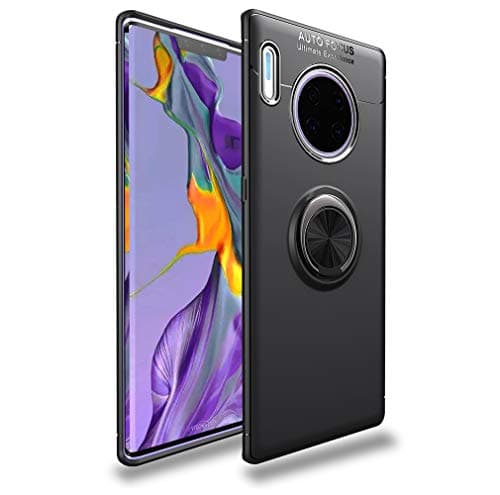 CHcase Huawei Mate 30 Pro Funda, Ultra Slim TPU 360 Degree Ring Kickstand Soporte Giratorio Magnetic Car Mount Multifunción Protectora Delgada Caso Case para Huawei Mate 30 Pro -Negro