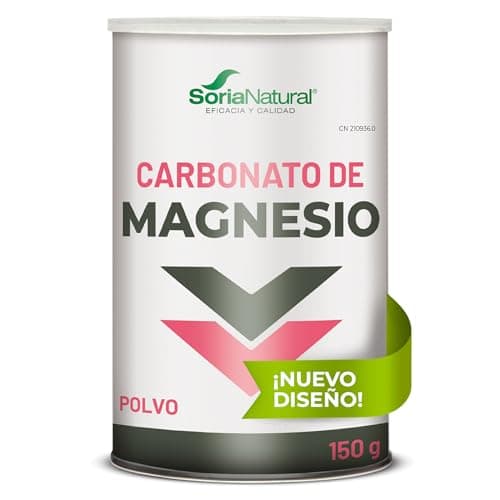 Soria Natural Carbonato de Magnesio MÁXIMA ABSORCIÓN - Complemento Alimenticio - Regula el Tránsito intestinal, el Sueño y el Sistema Nervioso - Regeneración Huesos, Dientes, Músculos - Bote 150gr