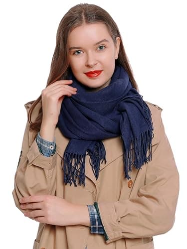 DonDon Bufanda mujer invierno Chal Estola Cálido y suave 185 x 65 cm - azul oscuro