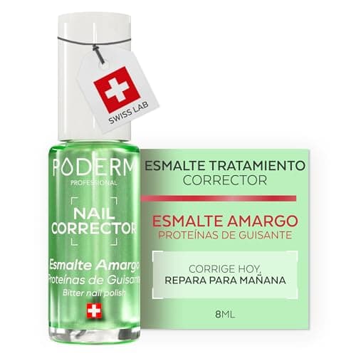 PODERM Esmalte de Uñas Corrector para Uñas Mordidas – Amargo | Crea una Barrera Protectora y Acabado Brillante – 8 ml | Sabor Duradero con Proteínas de Guisante | Desarrollado por un Podólogo en Suiza