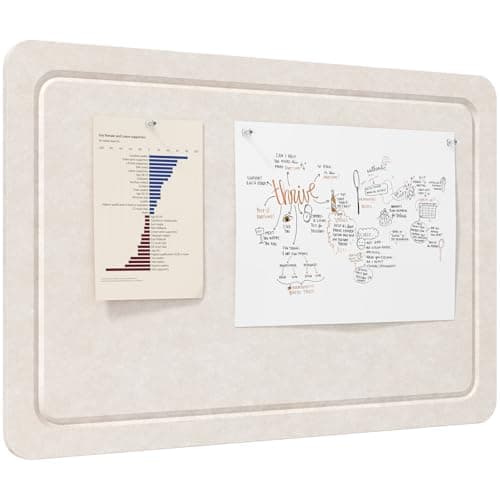 Lifewit Tablero de fieltro decorativo plegable y adhesivo, 57 x 37,5 cm, alternativa al corcho, ideal para notas y para exhibición mural en la oficina, 20 chinchetas incluidas, Beige Avena