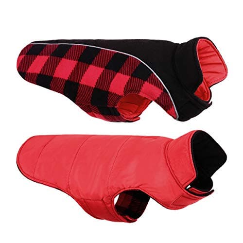 CITÉTOILE Abrigo Perro a Prueba de Viento, Ropa para Reversible para Perros pequeños/Medianos/Grandes, Reflectante Chaqueta de Perro Caliente, Chaqueta Reflectante para Mascotas Invierno, Rojo, S