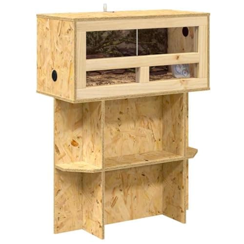 vidaXL Terrario Marrón 60 x 30 x 80 cm OSB, Terrario de Madera, Rectangular, Resistente, Casa Segura para Mascotas Exóticas y Sementales