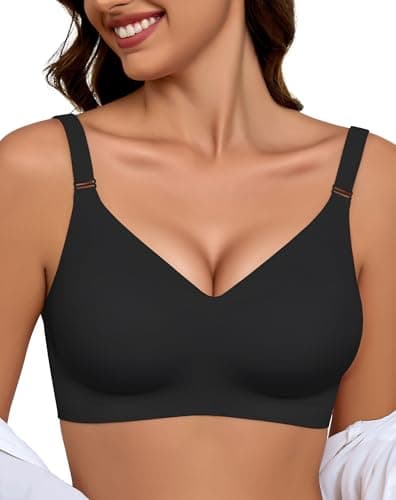 EIISSION Sujetador sin Aros Mujer, Sujetador Reductor Push Up con Relleno Cómodo Sujetadores Mujer sin Aro Sostenes de Mujer Talla Grande Sujetador Invisible Diario Bralette sin Costuras Negro S