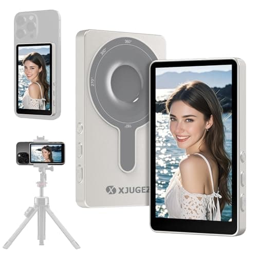 XJUGEZ Vlog Selfie Pantalla para Teléfono,Pantalla Magnetica Selfie Compatible con iPhone &Android,Sin Demora Monitor para Teléfono Vlog,TikTok,LiveStream,Youtube,Accesorios para Transmisión en Vivo