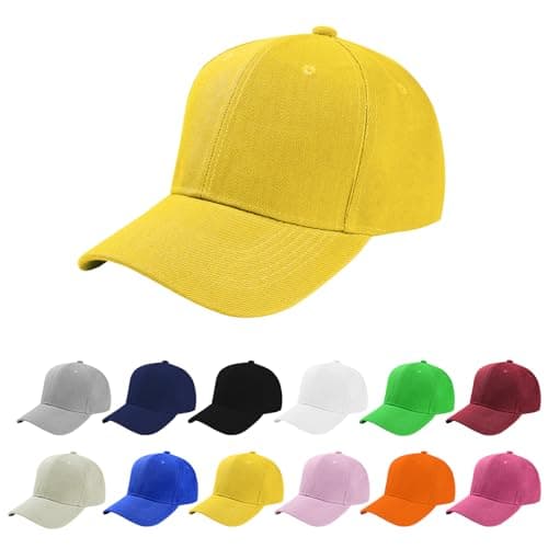 Aomig Gorras de Beisbol, Gorras de Hombre Ajustable, Gorra Verano Malla Transpirable Casuales, Gorras Deportivas Unisex Adulto para Running Beisbol Tenis Golf, Amarillo