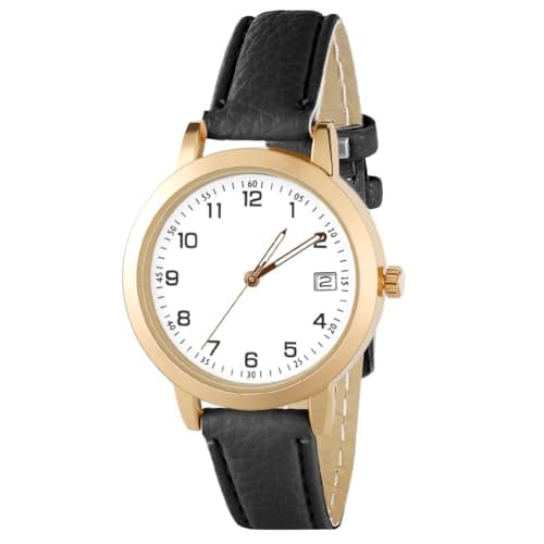 AOOSU Reloj Analógico de Cuarzo para Mujer, Reloj de Cuero de Mujers con Calendario, Relojes Mujer Elegante y Estilo para Mujeres Damas Niñas(Negro)