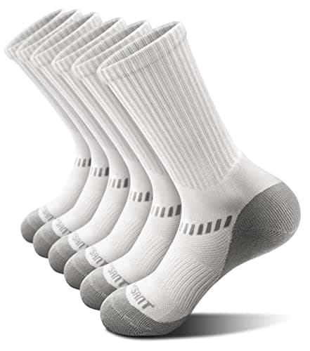 BULLIANT Calcetines Hombre 6 Pares, Calcetines Antiampollas Deporte Compresivos Senderismo Medias Futbol,Transpirable con Suela Totalmente Acolchada(6Pares-Blanco2818-39-42)
