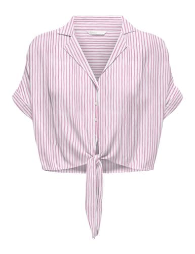 Only Onlpaula Life S/S Tie Shirt Wvn Noos Blusa, Blanco, S para Mujer