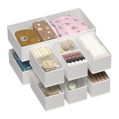 Vtopmart Paquete de 12 Organizador Cajones, Cajas Almacenaje de Ropa Plegables, Para Calcetines, Ropa Interior, Ropa de Bebe