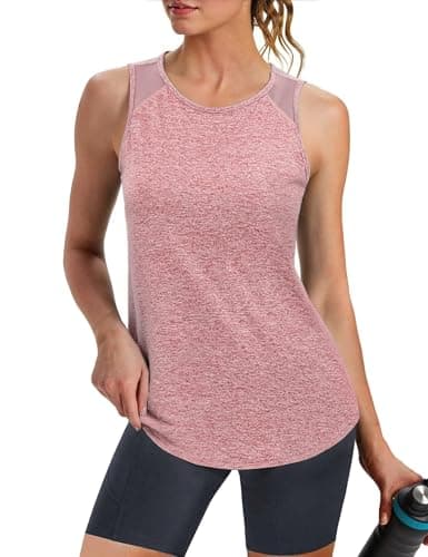 Crewhpo Camiseta Deportiva Mujer sin Mangas Camisetas Tirantes Espalda de Malla Ligero y Transpirable Fitness Top para Yoga Gimnasio Correr