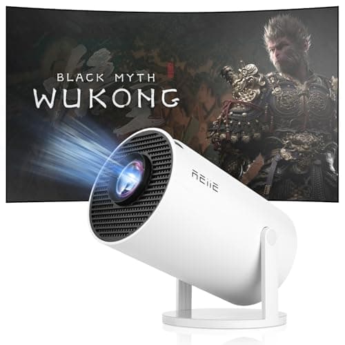 Proyector Mini Reiie 4K 1080P Full HD, Equipado con Android 11, 160ANSI 8000 Lúmenes, Proyector de Video WiFi 6 BT 5.0, Proyector de Películas Rotable 180°