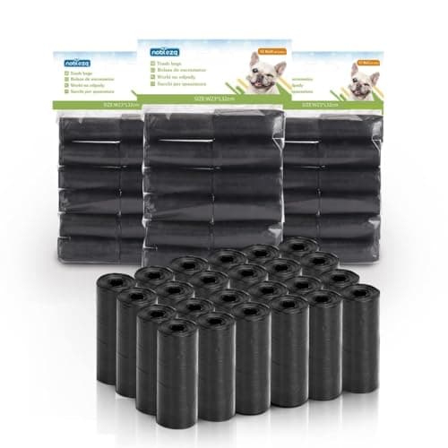 Nobleza 1080 PCS Bolsas Caca Perro, Bolsas Excrementos Perros, 23 * 32cm Portátil (72 Rollos, 15 por Rollo) Poop Bags, Adecuado Salir de Casa, Negro