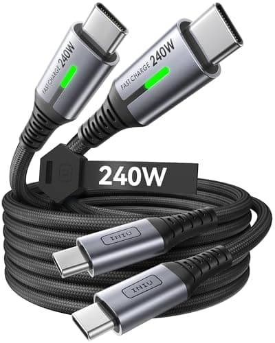 INIU 240W Cable USB C Carga Rapida, [2-Pack 2m] PD3.0 Cable USB C a USB C, Nylon Cable Carga Rapida Tipo C para iPhone 16 15 Pro max, MacBook iPad, Note20, Pixel 7, Dell Laptop Steam Deck, Samsung ecc