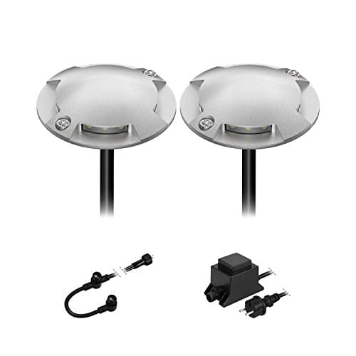 ledscom.de Lámpara de suelo LED Bunda, 4 llamas, para exteriores, transitable, blanco cálido, juego de 2