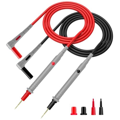 KAIWEETS Cables de Prueba de Silicona Sondas para Multímetro Cable de Silicona de 48 Pulgadas Puntas Chapadas en Oro CAT III 1000V CAT IV 600V 20A Compatible Multímetros Digitales Pinzas Amperimétrica