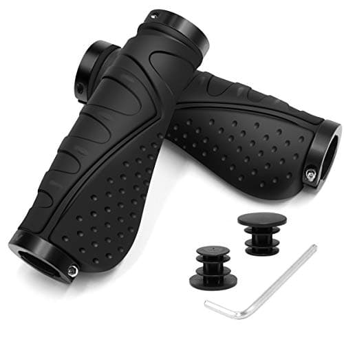 Puños para Bicicleta Antideslizante Caucho Puños Manillar Bicicleta Aluminio Doble Bloqueo de 22mm Mango para Bicicleta, Puños MTB Ergonomicos para Montaña, Bici Plegable, Scooter Puños
