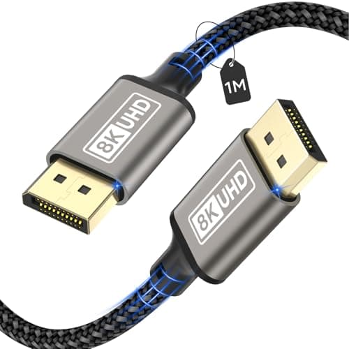 layajia Cable DisplayPort 1.4 8K, Cable DP Compatible con 8K@60Hz, 4K@144Hz, 2K@240Hz, 32,4Gbps, HDCP 2.2, HDR, FreeSync, G-Sync Compatible con Monitor Gaming, PC, TV - 1M