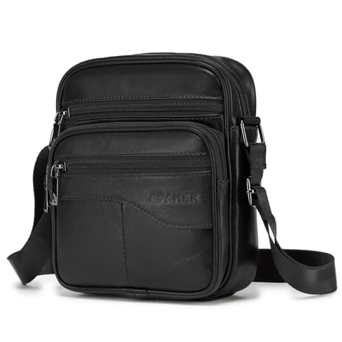 SPAHER Bandolera Hombre Piel Bolso Bandolera Hombre Bolso Caballero Bolso Hombre de Cuero Pequeño Bolso Hombre Bandoleras de Hombre Bolso Cruzado Hombre Bolso de Mano Regalo para Hombre