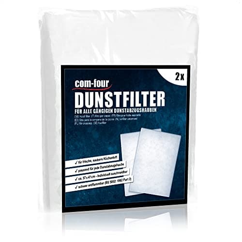 COM-FOUR® Filtro 2x para campana extractora se puede cortar a medida - Filtro de campana extractora de uso universal - Cartucho de filtro extractor - Estera filtrante de grasa (2 piezas)