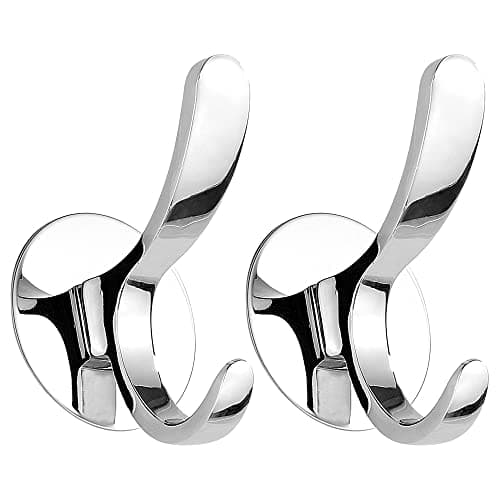 GERUIKE Colgador para Toallas de Acero Inoxidable Ganchos Adhesivos Percha para Abrigos o Albornoces Adhesivo Organizador de Cocina Toallero sin Taladro Plateado 2 Piezas