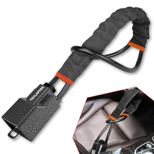 Tevlaphee Antirrobo Coche, Barra Antirrobo Coche, Cabeza Metálica, Cerradura Auto Alta Visibilidad, Robusto, Servicio Pesado, Ajuste Universal, 3 Llaves(Negro)