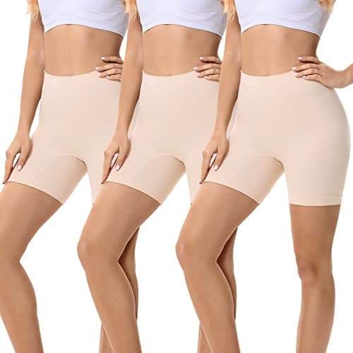 FALARY Bragas Pantalon Mujer Leggings Cortos Boxer Mujer Shorts Alta Pantalones Pack de 3 para Running Yoga Beis XS Pack de 3
