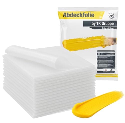 6x láminas protectoras - 4 x 5 m lona de pintor - 160 m² lona - extra fuerte y transparente lámina de construcción y lámina de pintor y papel pintado de vellón de pintor - lona protectora de pintor