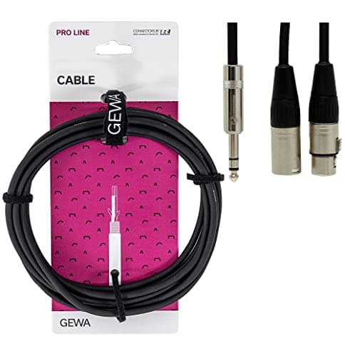GEWA Cable de inserción Pro Line 3m, negro, conector REAN, 1x clavija estéreo de 6,3 mm - 1x XLR(m) & 1x XLR (f), 190735