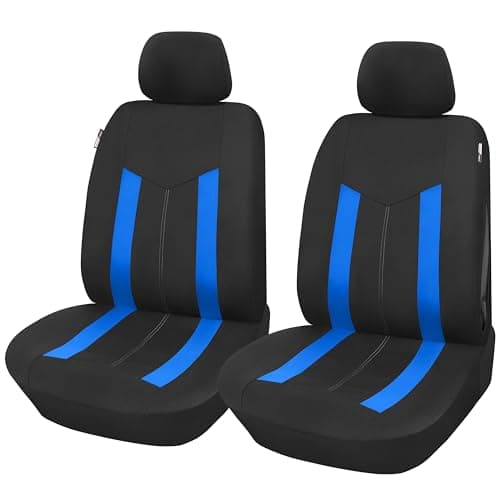 Upgrade4cars Fundas Asientos Delanteros Coche Universales Negro Azul | Universal Funda de Asiento para Delantero (Conductor y Copiloto)