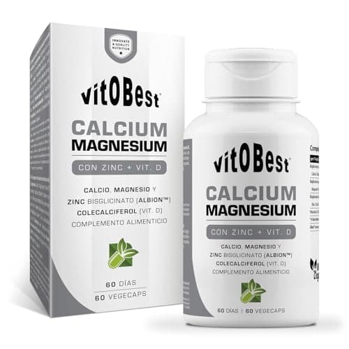 vit.O.Best VITOBEST | Minerales Calcium Magnesium | Ayuda a Mantener los Huesos y Mejora la absorción y utilización del Calcio y fósforo | Apto para Personas celíacas | 60 VegeCaps