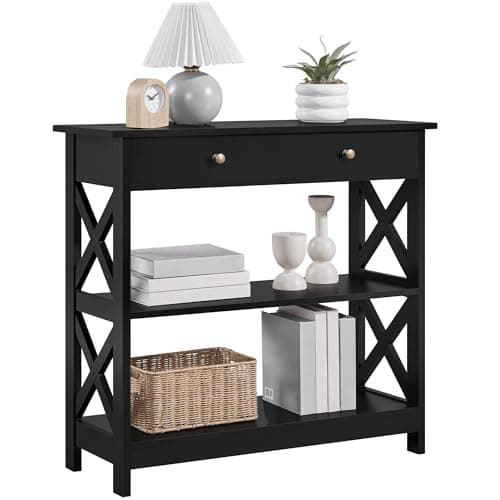Yaheetech Mesa Consola Recibidor Mueble de Entrada Estrecha Clásica con Cajon Grande Mesa Auxiliar para Pasillo Comedor