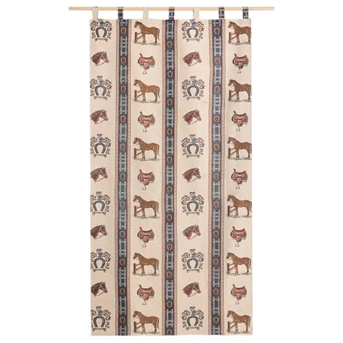 Cortina alpujarreña con trabillas CABALLOS Nº5 de 140x260 cm, Tejido jacquard, de fácil mantenimiento y resistente. Confeccionada con trabillas. Diseño rústico. Cortina de puerta exterior