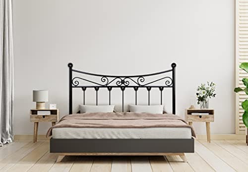 HOGAR24 ES Cabecero de Forja Mod. Coin | Camas de Matrimonio y Juvenil | Fabricado en España | Color Negro | Cama de 90 cm.