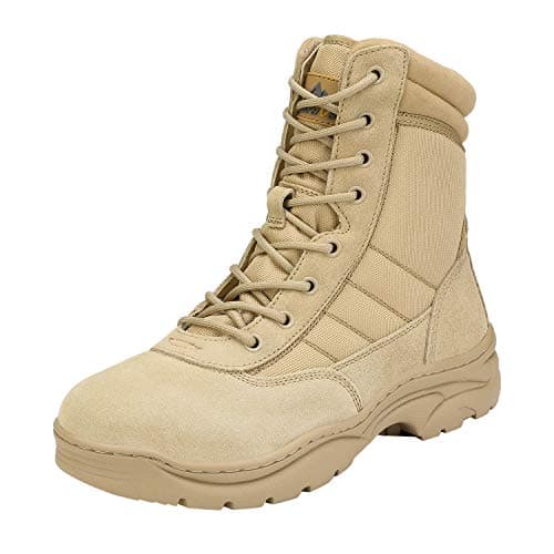 NORTIV 8 Botas de Trabajo Tácticas Militares para Hombre con Cremallera Lateral Botas de Combate de Motocicleta de Horma Ancho,Size 40,Arena,TROOPER