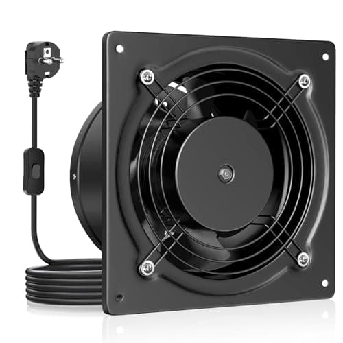HG Power Extractor de aire 150mm - Extractor Baño Silencioso con Clapeta Antirretorno, Regulador de Velocidad, Enchufe, Extractor Industrial para Cocina Garaje Sótano Oficina, B-Negro