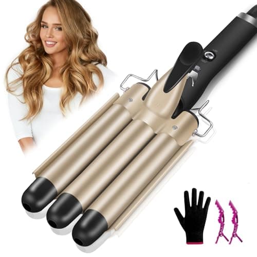 Ondulador de Pelo 3 Tubos, LAYADO Profesional Plancha Ondas de 22 mm Temperatura Ajustable 180℃-210℃ con Placas de Cerámica de Turmalina Rizador de Pelo