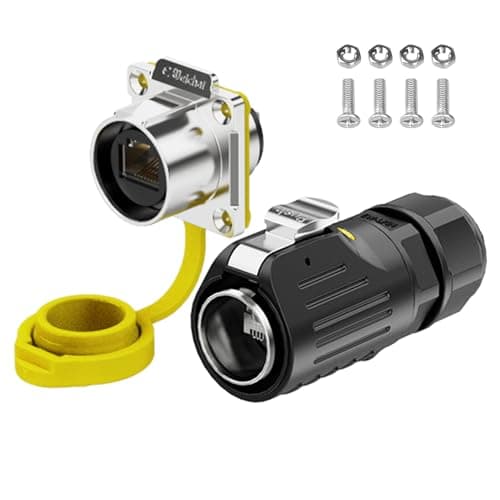 E-WeiChat LP-24 RJ45 IP67 Conector industrial estanco de aviación ethernet de doble puerto 8P8C Conector circular de señal de red de liberación rápida Conector de brida M24 con carcasa metálica