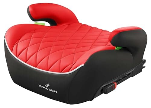 WALSER Premium asiento elevador infantil coche ISOFIX, asiento infantil coche 125-150 cm, asiento elevador infantil coche Andy última norma 2024 ECE R 129 negro/rojo