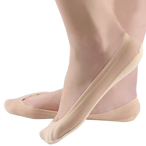 JARSEEN 4Pares Calcetines Invisibles Mujer Cortos Nylon Algodón Calcetines Con Silicona Antideslizante (EU 39-42, 4Beige)