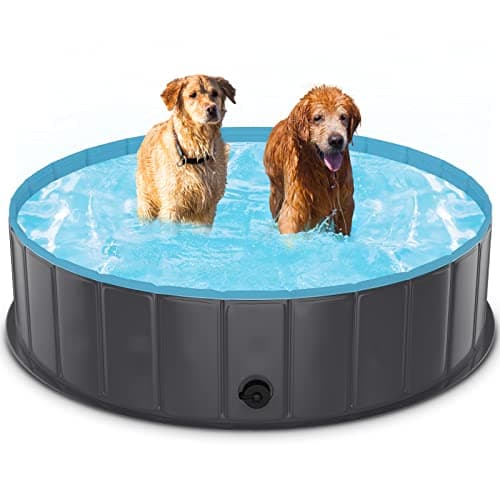 TENXSNUG Piscina para Perros Plegable, Antideslizante Bañera para Mascotas, Portátil Bañera para Niños Natación Piscina para Mascotas Perros, Gris Oscuro, 120 x 30 cm