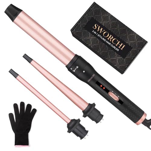 Rizador pelo Ondas Rizador de Pelo 3 en 1 Temperatura Ajustable Rizador Pelo 9-32mm Tenacillas para Rizar el Pelo Profesional Pantalla LCD Curling Iron para Rizos Grandes y Pequeños