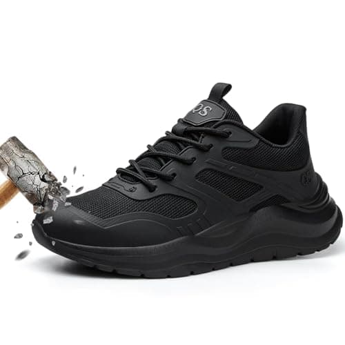DYISOFY Zapatos de Seguridad Hombre Mujer Cómodos y Ligeros para Verano Botas de Trabajo Antideslizantes Impermeables con Punta Zapatillas Seguridad Acero Calzado Seguridad Negro Talla 36 EU