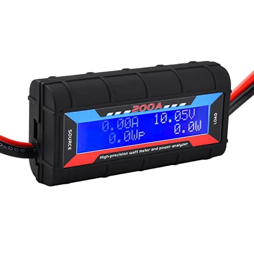 Diymore 200A Analizador de Potencia, Detector de Medidores de Vatios, Medidor de Amplificador de Voltios LCD LCD Volt, Monitor de Consumo de Batería para Sistemas de Respaldo de Batería.