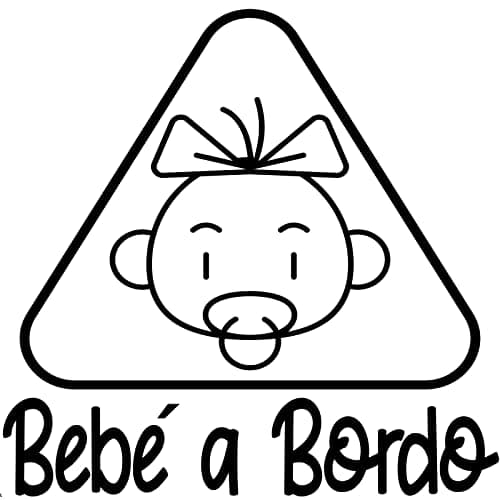 Pegatina Bebé a Bordo. Adhesivo vinilo para coche o moto. Sticker (Baby On Board, Baby In Car) (42.Bebé niña triángulo)