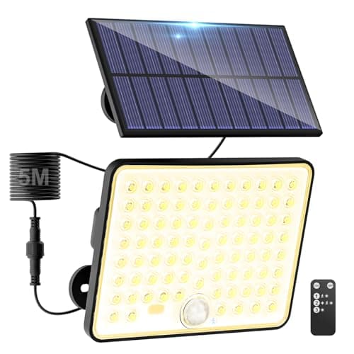 kolpop 1 Paquete Focos LED Exterior Solares,Focos LED Solares Sensor de Movimiento con Mando a Distancia,IP65 Impermeable Luz Solar,3 Modos Luz Solar Exterior Potente para Jardín,Patio,Garajes